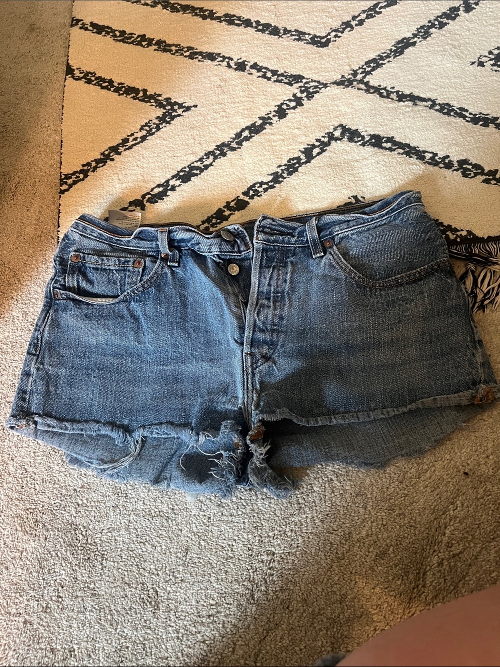 Levi's Blue Distressed Women's Denim Cutoff Shorts Button Fly
